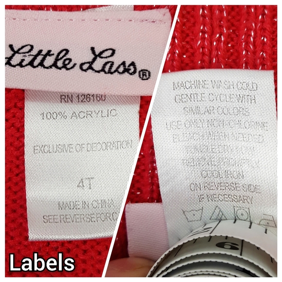 LITTLE LASS Red Collared Cable Under Sleeve Sweater Dress - Picture 6 of 6